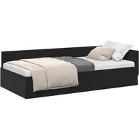 vidaXL Bett Eckbettgestell mit Kopfteil Schwarz 100 cm x 200 cm Samt (1-tlg)