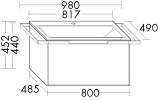Burgbad Keramik Waschtisch-Set YSO PG2 HGL Grau Hochglanz/Taupe, SFAC081F2155C0040 SFAC081F2155C0040