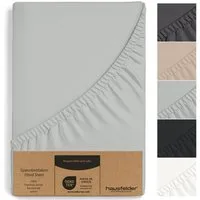Hausfelder Spannbettlaken Topper Bettlaken 180//200x200 cm, bis 40cm Matratzenhöhe,Grau, Jersey-Baumwolle, Gummizug: rundum, (1 Stück), verschiedene Farben und Größen