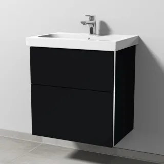 Sanipa 3way Waschtischunterbau zu Geberit iCon Light Waschtisch mit 2 Auszügen, Schwarz-Matt BS57108