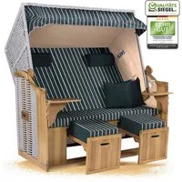 Strandkorb Hanse Strandkorb Strandkorb Ostsee XXL 2,5-Sitzer Volllieger Beige Grün, BxTxH: 150x80x160 cm, Ostsee XXL Volllieger, Ostsee 2,5-Sitzer Modell 2025, Stabiles Wacholder mit handgefertigtem Polyrattangeflecht