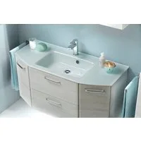 Saphir Waschtisch Quickset Waschplatz inkl. Glaswaschtisch, 112 cm breit, 2 Türen, Unterschrank mit Waschbecken, inkl. Türdämpfer, Griffe Chrom Glanz