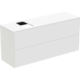 Ideal Standard Conca Waschtisch-Unterschrank T3950Y1 mit Ausschnitt, 2 Auszüge, 120x37x55 cm, rechts/links, Weiß matt lackiert