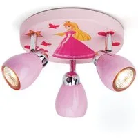 Brilliant LED Deckenstrahler PRINCESS, Halogen, LED wechselbar, Spotrondell rosa, 3 x GU10 max. 3W, 11cm Höhe, schwenkbar, Metall