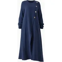 WENOR Longtunika Musselin mit Frontschlitz, Knopfdetail, 100 % Baumwolle, 130 cm Frontschlitz, asymmetrisches Knopfdesign, extra lang