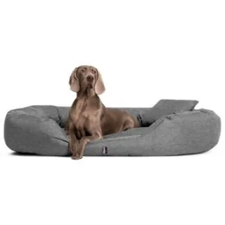 Tierlando ® Orthopädisches Hundebett SAMMY | Robuster Polyester | Dicke Umrandung hellgrau / grau-meliert 1,4 m, 30 cm, 1,05 m