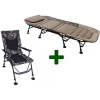 MK Angelsport Angelliege Anglerliege MK FlatSize X-Pro + Anglerstuhl Kingsize Recliner Pro