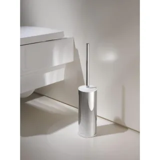 KEUCO Moll Toilettenbürstengarnitur 04969010100 mit Metallgehäuse, Bürste mit Deckel, Standmodell, verchromt/weiß