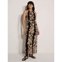Apricot Maxikleid Neckholder Maxikleid (mit Gürtel) mit Gürtel