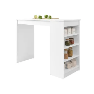 Mirjan24 Bartisch, Weiß, Holzwerkstoff, 3 Fächer, 115x102x50 cm, Esszimmer, Barmöbel, Bartische