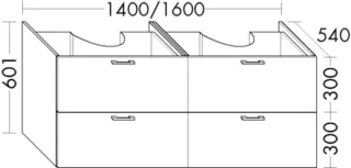 Burgbad Waschtischunterschrank Sys30 PG4 Sana 601x1400x540 Weiß Hochglanz, SGIT140F3359 SGIT140F3359