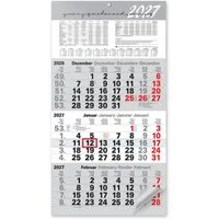 Kamber Office Wandkalender 3 Monatskalender 2027 mit Schieber Büro Kalender "Light Grey", Großer Kalender 2027, Dreimonatskalender 2027 groß mit Datumsschieber Jahreskalender-2027