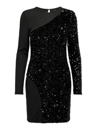 ONLY - ONLCONFIDENCE L/S SEQUINS MIX DRESS JRS black - Gr. - M