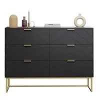 UEV Sideboard mit 6 Schubladen, Highboard Mehrzweckschrank mit Kisppschutz (für Wohnzimmer Schlafzimmer Büro Flur, 100x34x73,5cm), Küchenschrank Buffet TV Board Schrank mit Füße Aufbewahrungsschrank