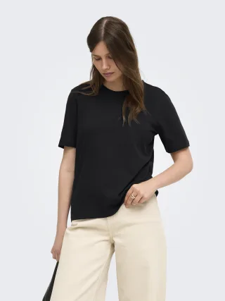 ONLY - ONLHAPPY S/S O-NECK TEE PR JRS Black - Gr. - XS