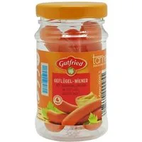 Chr. Tanner Spiellebensmittel Gutfried Geflügel-Wiener im Kunststoffglas für Kaufladen, Scannbarer Barcode für Tanner Kassen