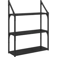 vidaXL Regal Wandregal Schwarz Eichen-Optik 60 x 21 x 78,5 cm Holzwerkstoff, 1-tlg.