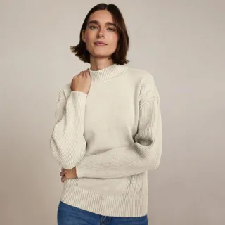 Stehkragenpullover Silk Touch für Damen in Petite-Größe, Damen, size: petite, Elfenbein, by Lands' End