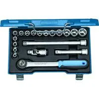 Steckschlüssel-Satz 1/2" 6-kant 8-24 mm, 19-teilig mit Umschalt-Knarre