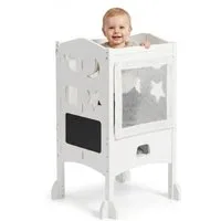 BabyBeFun Stehhilfe Lernturm ab 1 Jahr - [Extra Sicher] klappbar inkl. Sicherheitsnetz, 360° Schutz durch Sicherheitsnetz, Klappbar, Extra Sicher und Stabil