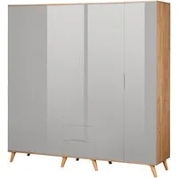 OTTO home Kleiderschrank Lund Schlafzimmerschrankim skandinavischem Design Garderobenschrank mit Premium Innenausstattung, Breite 200cm hochglanz