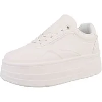 Ital-Design Damen Low-Top Freizeit Sneaker (88828695) Keilabsatz/Wedge Sneakers Low in Beige