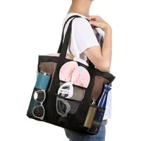 axy XL-Strandtasche Duschtasche, Multifunktionale Strandtasche aus Mesh, Faltbar, Tragbar, Leicht