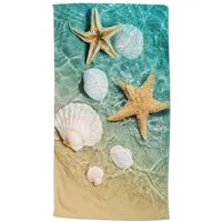 good morning Strandtuch Strandtuch 100x180 cm Frottee Beachvibe Muscheln im Meer bunt, Frottee (Spar Set, 1-St), 1 x Strandtuch Good Morning 100x180 cm bunt