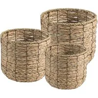 CARO-Möbel Dekokiste CEBU (Set), Seegraskorb Übertopfkorb Blumenkorb Natur Flechtkorb