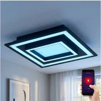 EGLO LED Deckenleuchte, LED-Leuchtmittel fest verbaut, Farbwechsel, Neutralweiß, Kaltweiß, Warmweiß, Tageslichtweiß, RGB, LED Smart Home Deckenleuchte CCT Deckenlampe dimmbar schwarz B 45 cm