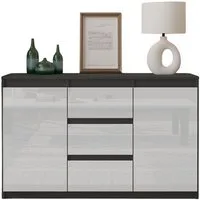 Furnica Kommode Sideboard 3 Schubladen und 2 Türen - Anthrazit Grau H75cm B120cm T35cm