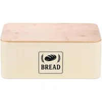 relaxdays Brotkasten mit Bambusdeckel Retro-Design, Eisen, (1-tlg), Beige