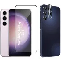 CLM-Tech Displayschutzglas 2X Schutzfolie für Samsung Galaxy S24 Panzerfolie Kameraschutz für Samsung Galaxy S24, 2er Set Kameraglas Panzerglas Displayschutz 9H Glas, 2 Stück, Unterstützt Fingerabdruck-ID