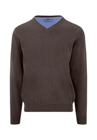 FYNCH-HATTON - V-Neck, Superfine dark chocolate - Gr. - M