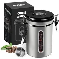 BlingBin Kaffeedose 1,8/2,8L Edelstahl Kaffeebohnen Vorratsdose,Luftdichte Kaffeebehälter, Edelstahl, (1er Set, 1-tlg., 12.5*19cm), Kaffeedose mit CO2-Ventil, Messlöffel & Datumsanzeige für Nüsse Kakao