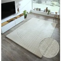 OTTO home Wollteppich Gabbo Design, Handgefertigt, Teppich, reine Wolle, rechteckig, Höhe: 14 mm, Hoch-Tief-Effekt, reine Wolle, Scandi-Look, Naturfaser