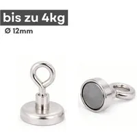 MaajeeKuto Magnet Magnethaken Ø12 mm Neodym Magnet M3 Topfmagnet mit Öse 4 kg (8-St)