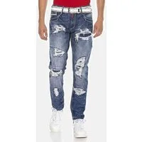 Cipo & Baxx Straight-Jeans DENIM bequeme Jeans im angesagten Destroyed-Look, CD644