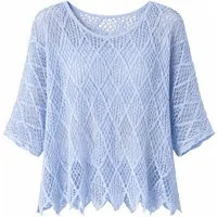 ITALY VIBES Blusenponcho - Poncho - Häkelshirt Damen - Häkelbluse - gratis Untershirt - Top ONE SIZE / passend für Größe XS - L - gratis Top