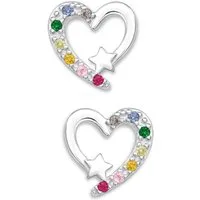 Limana Paar Ohrstecker Kinder Mädchen Damen Ohrringe echt 925 Sterling Silber Stern Herz, Kinderohrringe Mädchenohrringe Kinderschmuck Kinder Geschenk