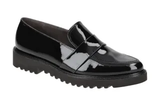 Paul Green Damen Slipper 1037-00x Schwarz Lack Leder Super Soft Fu?bett