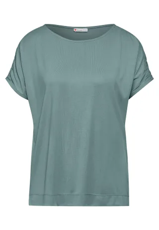Street One - T-Shirt mit Raffung seafoam green - Gr. - 36