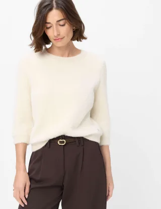Brax Damen Pullover Style NOEMI dark ecru, hellbeige, Gr. 34