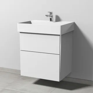 Sanipa 3way Waschtischunterbau zu Duravit Dura Square Waschtisch mit 2 Auszügen, Weiß-Soft BR42643