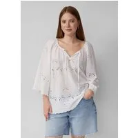 QS Kurzarmbluse Bluse Bluse mit Lochspitzen-Details