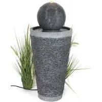 Arnusa Gartenbrunnen Springbrunnen mit LED Beleuchtung Kugel Brunnen Gartendeko, 30,5 cm Breite, Steinoptik Komplett-Set