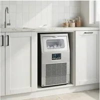 HOMCOM Eiswürfelmaschine Freistehender industrieller Eiswürfelbereiter mit digitaler Steuerung, 4 kg Eisspeicher, 30 kg,24 Stunden für Zuhause