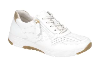 Gabor 86.978 ROLLINGSOFT Damen Sneaker Wei?/Gold Echtleder Gummisohle Komfort...