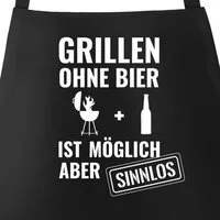 MoonWorks Grillschürze Grill-Schürze für Männer mit Spruch Grillen ohne Bier ist möglich aber sinnlos Grillen Baumwoll-Schürze Küchenschürze Moonworks®, mit kreativem Aufdruck