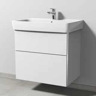 Sanipa 3way Waschtischunterbau zu Geberit Renova Plan Waschtisch mit 2 Auszügen, Weiß-Soft BR87743